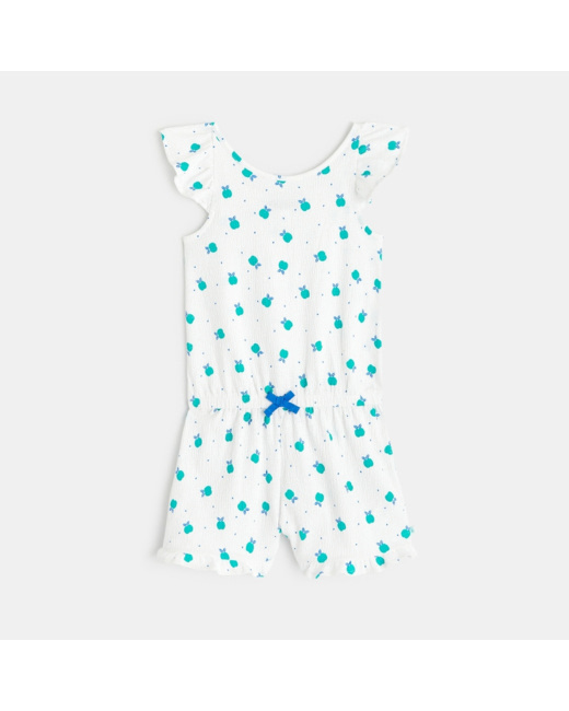 Combishort imprimé motif "petites pommes" blanc fille