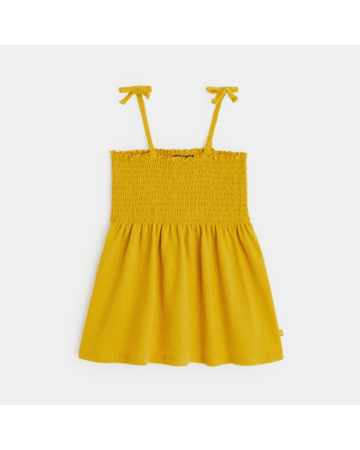 Top à smocks imprimé jaune fille
