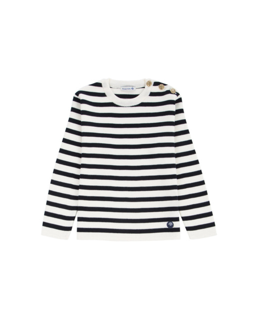 Pull marin rayé "Riec" Kids - laine - Nature/Navire