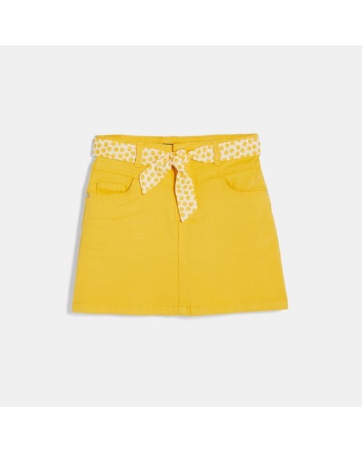 Mini-jupe ceinturée jaune fille