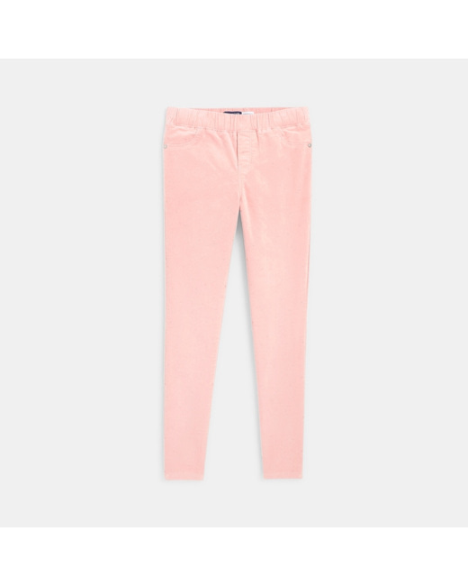 Treggings en velours stretch imprimé rose fille