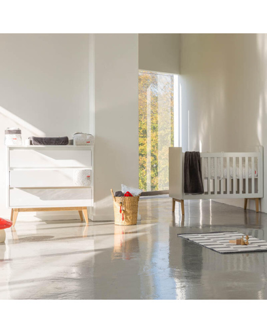 Chambre Duo Pure Blanche Lit bébé + Commode