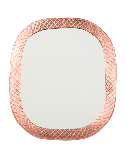 Miroir à cadre fantaisie rose métallisé