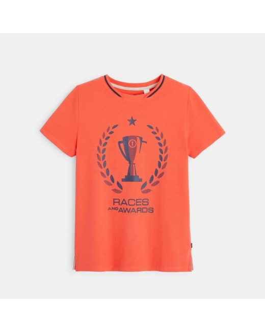 T-shirt maille piquée course automobile rouge garçon