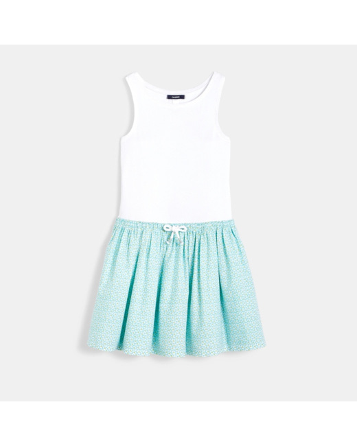 Robe d'été bimatière bleue fille