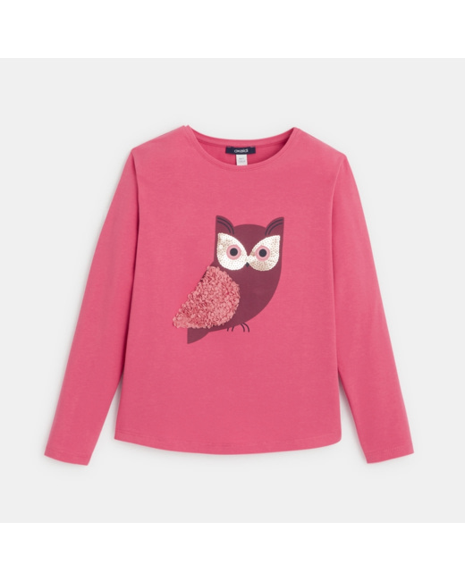 T-shirt à motif en relief rose fille