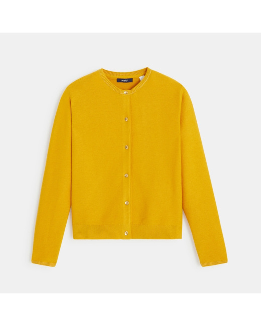Gilet boutonné jaune fille
