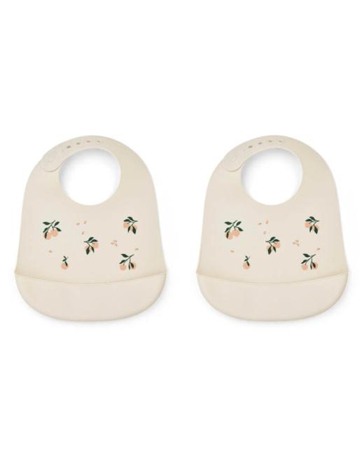 Lot de 2 bavoirs en silicone Tilda - Peach / Sea shell mix