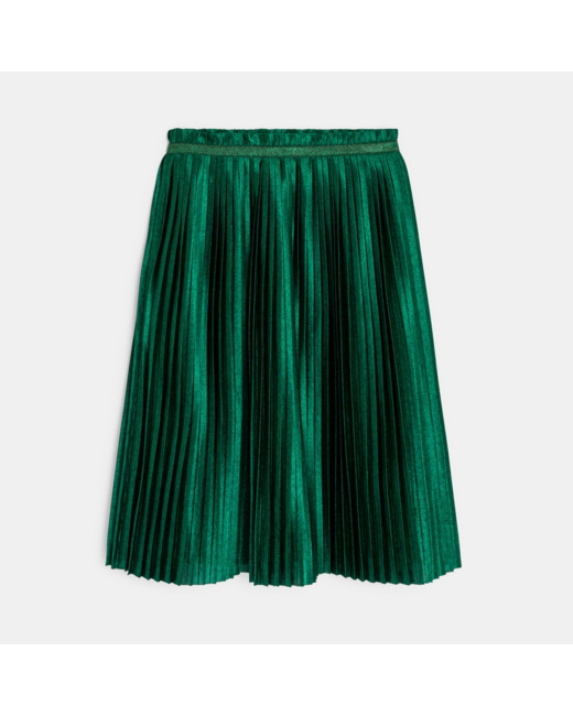 Jupe midi plissée verte fille