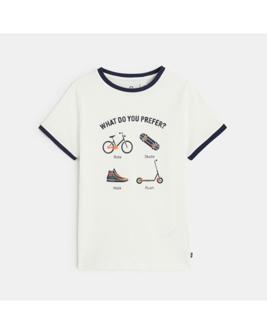 T-shirt sport à message "What do you prefer" blanc garçon