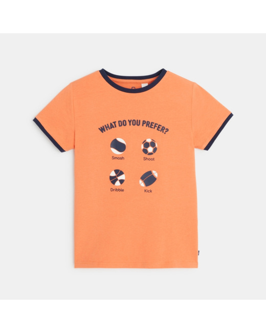 T-shirt sport à message "What do you prefer" orange garçon