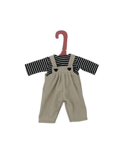 Vetement poupées - Salopette et haut ray
