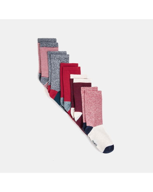 Chaussettes chinées et rayées (lot de 5) rouges garçon