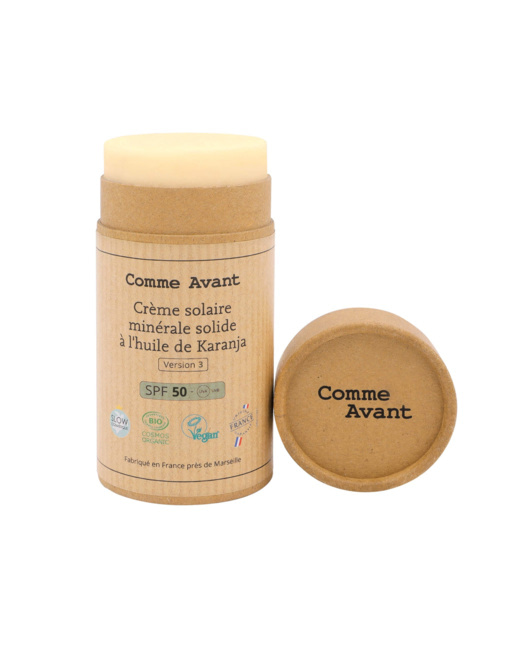 Crème solaire SPF50 minérale solide à l'huile de karanja