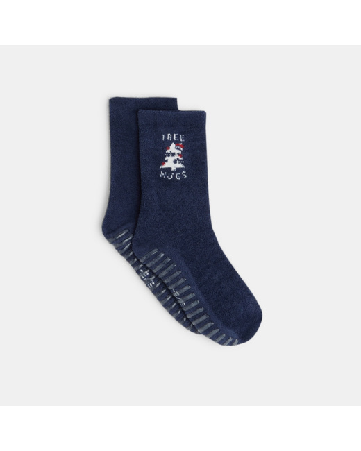 Chaussettes unies antidérapantes bleues garçon