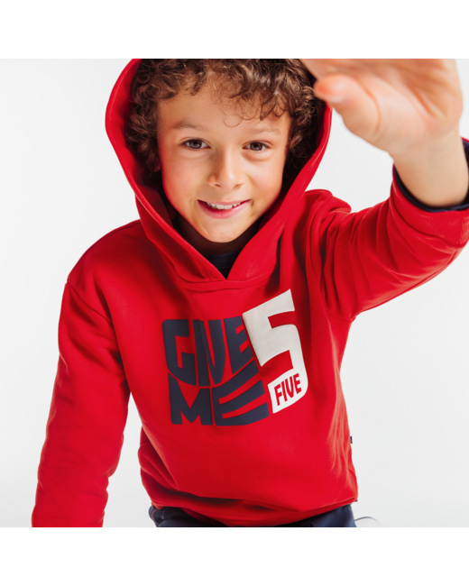 Sweat-shirt à capuche en molleton rouge garçon