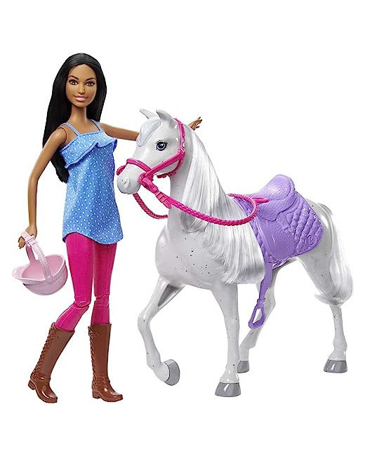Barbie et son cheval - poupée brune