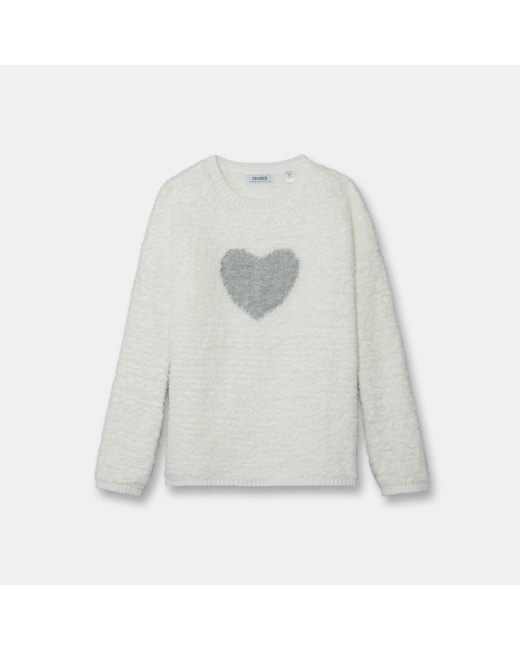 Pull doux à motif blanc fille