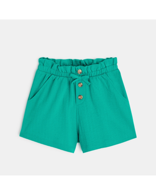 Short taille haute uni vert fille