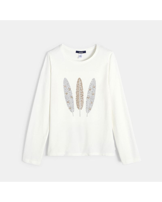 T-shirt à sequins blanc fille
