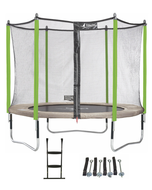 Trampoline de jardin 305 cm + filet de sécurité + échelle + kit d'ancrage  JUMPI