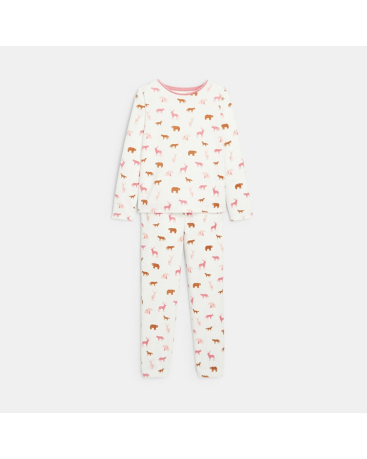 Pyjama en velours imprimé rose fille