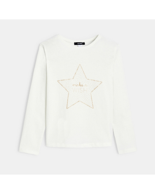 T-shirt à message "make a wish" blanc fille