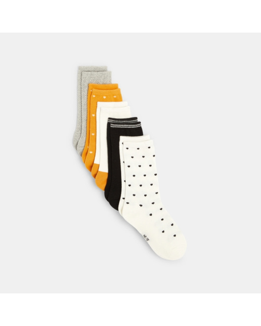 Chaussettes fantaisie (lot de 5 paires) jaunes fille