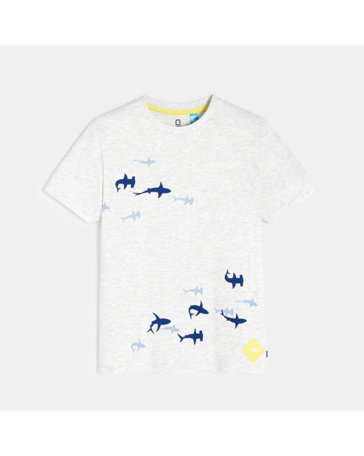 T-shirt over size motif requins gris garçon