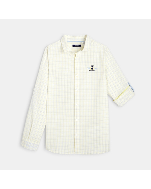 Chemise à carreaux jaune garçon