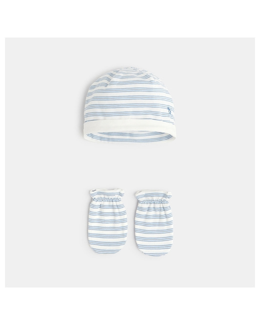 Bonnet et moufles jersey rayé