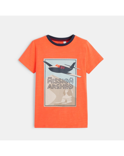 T-shirt jersey flammé archéologue orange garçon