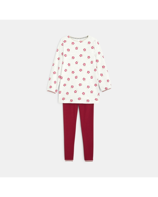 Pyjama en coton organique rose fille
