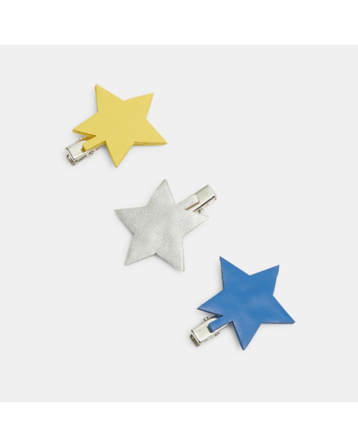 Barrettes-pinces crocodile motif étoile jaune fille
