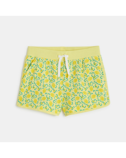 Short en jersey imprimé "citrons" vert fille