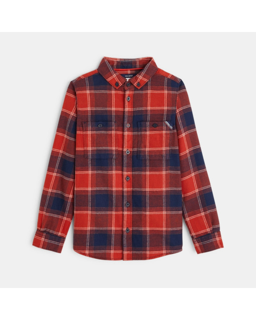 Chemise à carreaux orange garçon