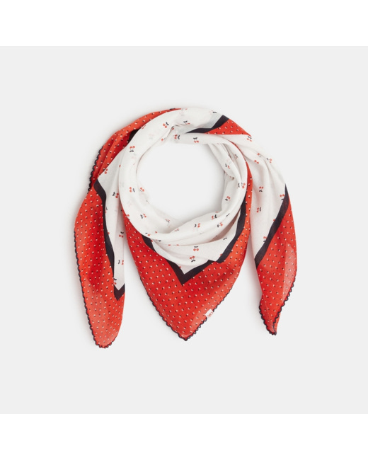 Foulard imprimé en popeline rouge fille