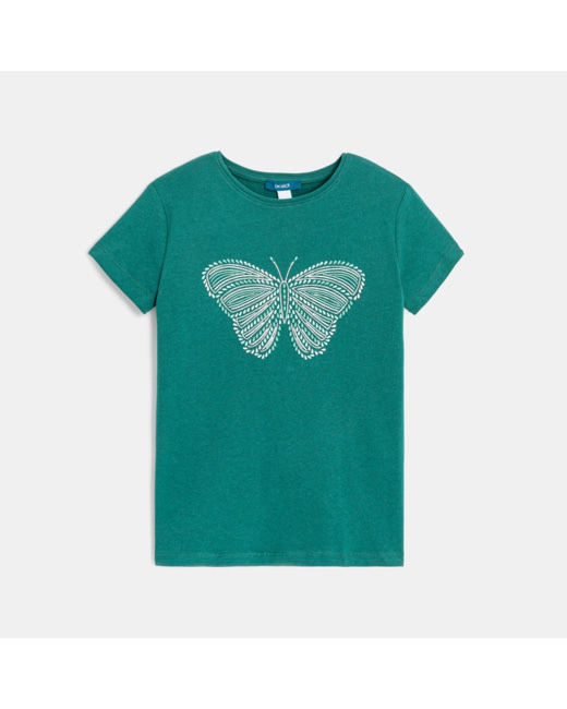 T-shirt à motif pailleté papillon vert fille