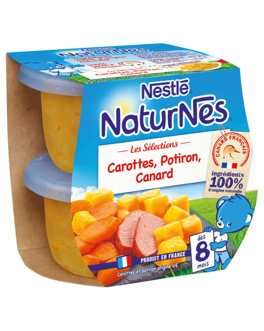 Naturnes- Petits Pots Bébé Carottes, Potiron, Canard