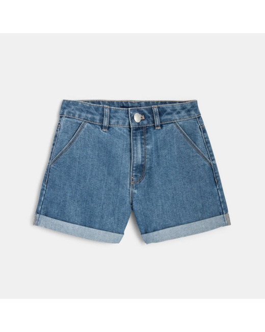 Short en jean délavé bleu fille