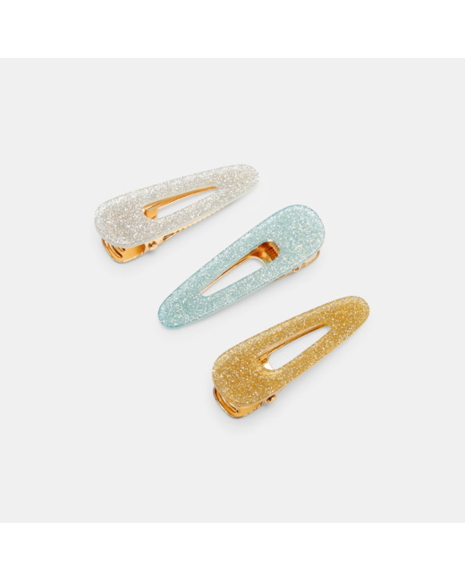 Barrettes croco à paillettes (par 3) bleu fille