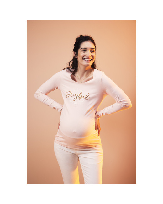 T-shirt de grossesse manches longues en jersey avec cording