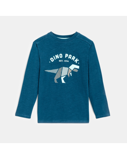 T-shirt manches longues motif dinosaure bleu garçon