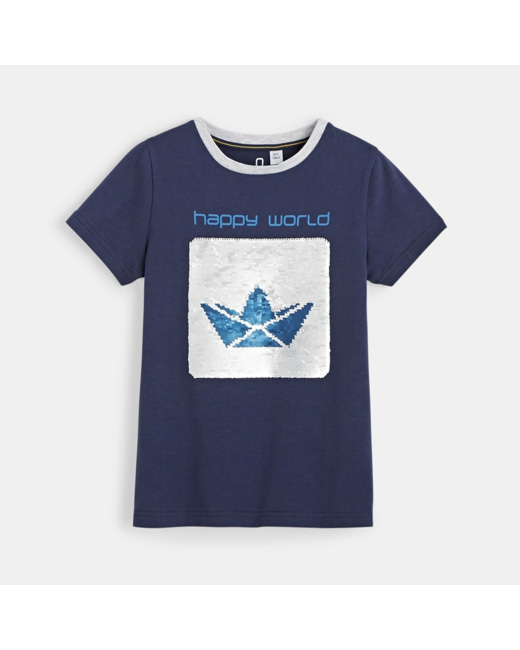 T-shirt à sequins magiques bleu garçon