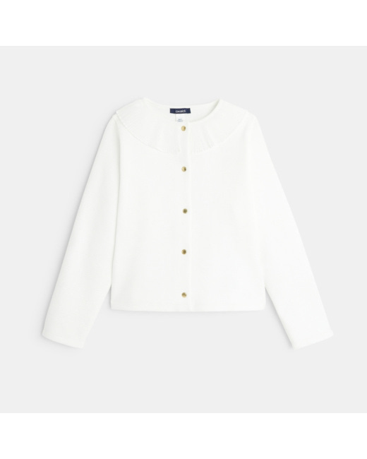 Cardigan à col collerette blanc fille