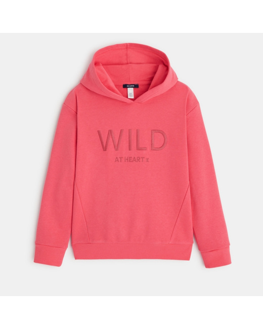 Sweat à capuche à message rose fille