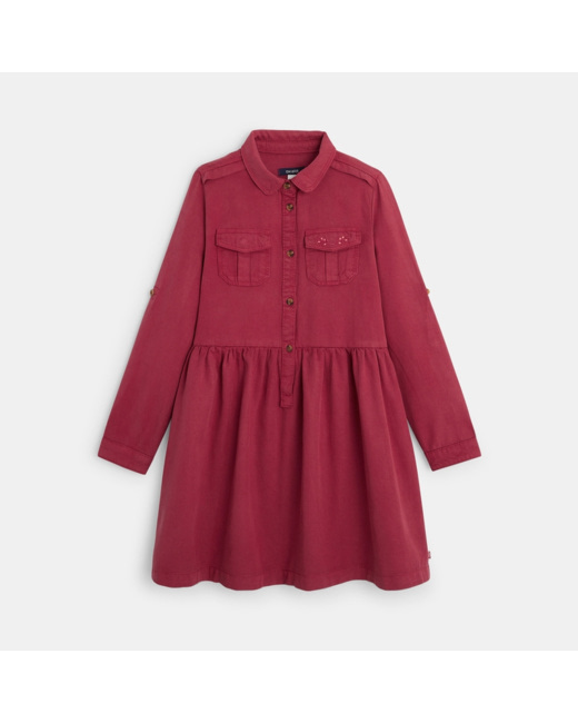 Robe-chemisier évasée rose fille