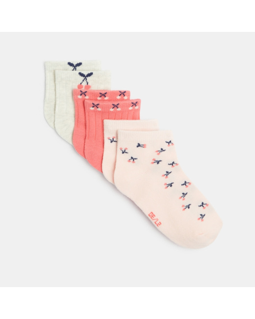 Socquettes fantaisie (lot de 3) rose fille