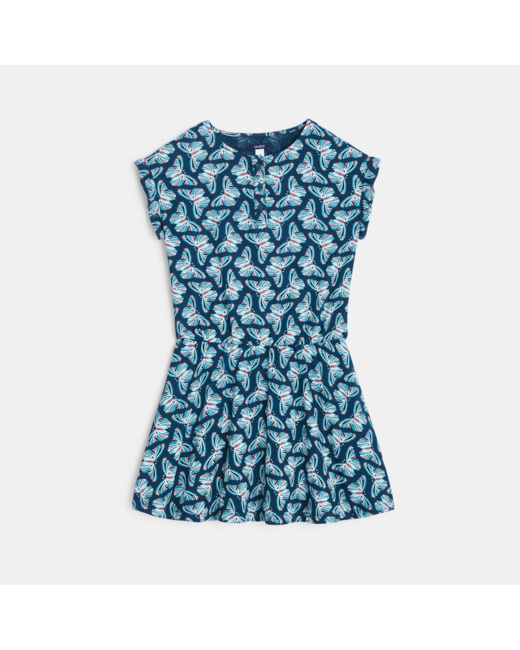 Robe imprimée motifs papillons verte fille