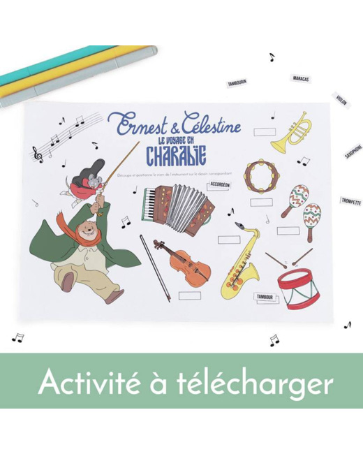 Coloriage Instruments de musique Ernest et Célestine